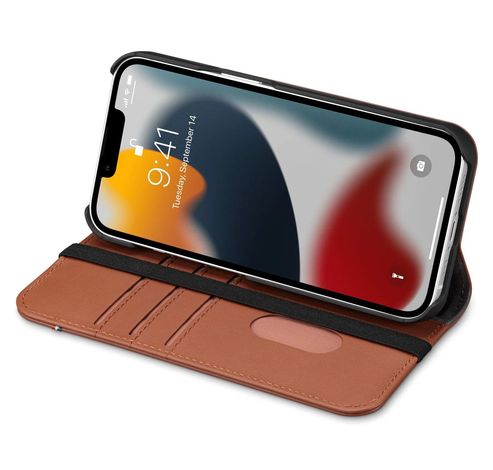 Etui Portefeuille Cuir Noir iPhone 13 mini marron  Decoded