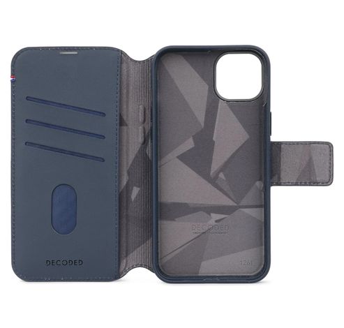 Leather Detachable Wallet iPhone 15 Navy          Decoded