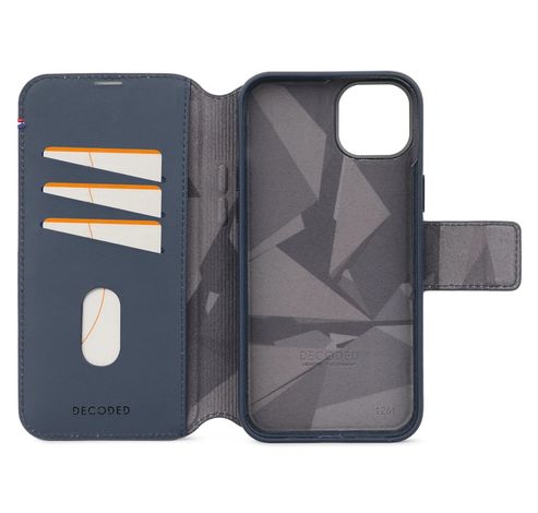 Leather Detachable Wallet iPhone 15 Navy          Decoded