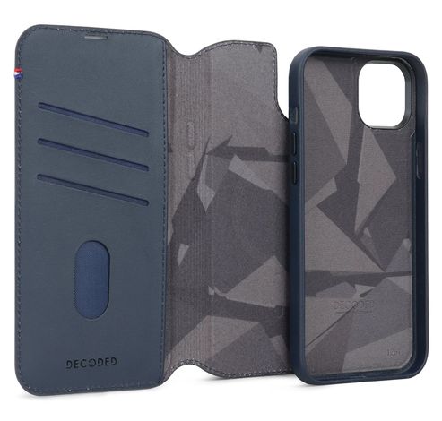 Leather Detachable Wallet iPhone 15 Navy          Decoded