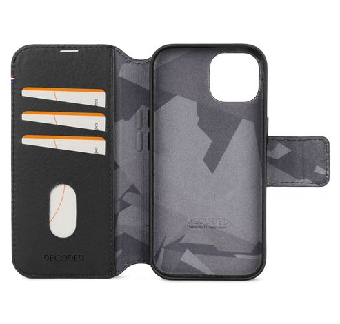 Leather Detachable Wallet iPhone 15 Black         Decoded