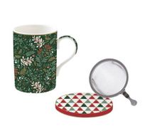 COFFRET TISANIERE 35CL EN PORCELAINE AVEC FILTRE INOX FANCY CHRISTMAS 