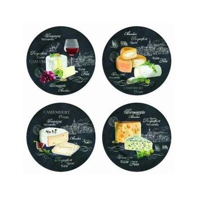 COFFRET 4 ASSIETTES A FROMAGE D19CM 