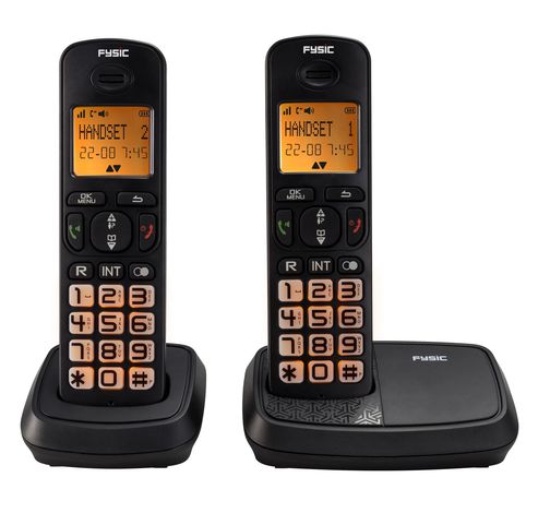 FX-5520 - Senioren DECT telefoon met grote toetsen en 2 handsets, zwart  Fysic