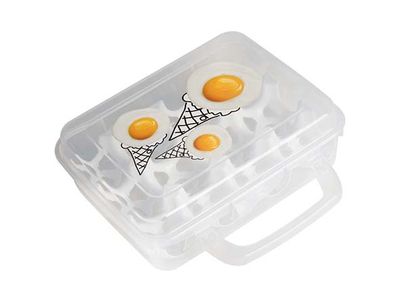 Huevera Ei-opbergdoos 12eieren 3ass 20x16x7cm-met Handvat