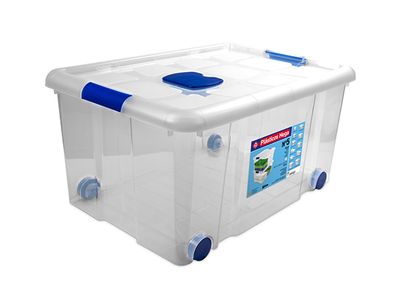 Opbergbox Op Wielen 57l Transparant Nr5 Met Sluitingen 61.5x44x31cm