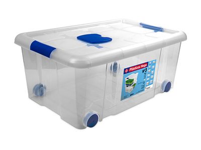 Opbergbox Op Wielen 36l Transparant Nr3 Met Sluitingen 59x40.5x25.7cm