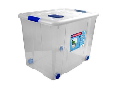 Opbergbox Op Wielen 86l Transparant Nr8 Met Sluitingen 61.5x44x31cm