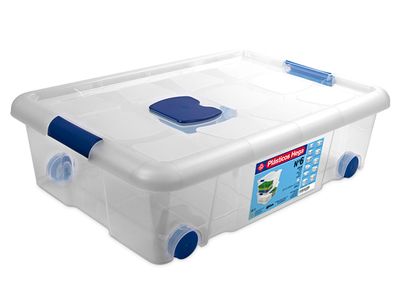 Opbergbox Op Wielen 31l Transparant Nr8 Met Sluitingen 61.5x44x17.4cm