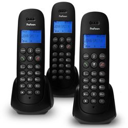 Profoon DECT telefoon met 3 handsets, zwart 