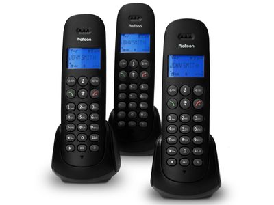 DECT telefoon met 3 handsets, zwart