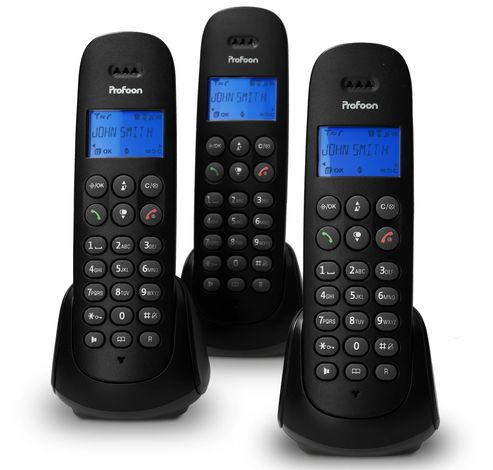 DECT telefoon met 3 handsets, zwart  Profoon