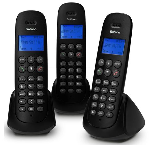 DECT telefoon met 3 handsets, zwart  Profoon