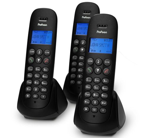 DECT telefoon met 3 handsets, zwart  Profoon