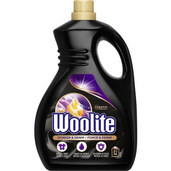 Woolite Zwart, donker en denim wasmiddel met keratine 1.9L 