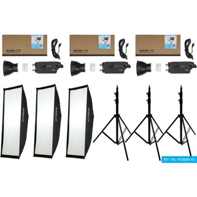 FS300B LED Tripple Kit (w/ Case Light Stand Fresn...  Nanlite