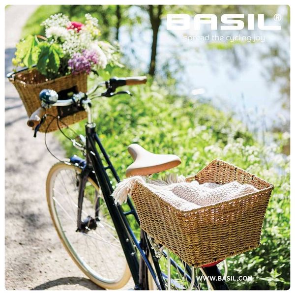 Basil Cento Rattan Look - fietsmand - achterop - lichtbruin