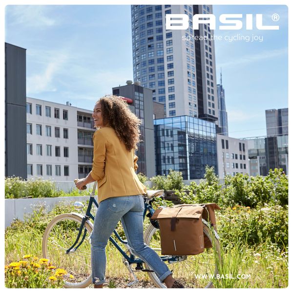 Basil City - dubbele fietstas - 28-32 liter - zwart