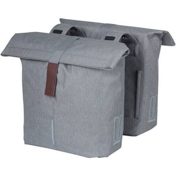 Basil City - dubbele fietstas - 28-32 liter - grey melee