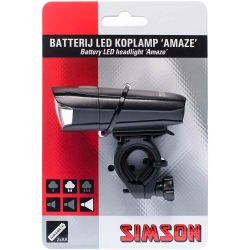 Simson Koplamp Amaze LED zwart incl. batterijen op kaart 