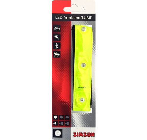 Reflectie armband 4-LED incl. batterijen op kaart  Simson