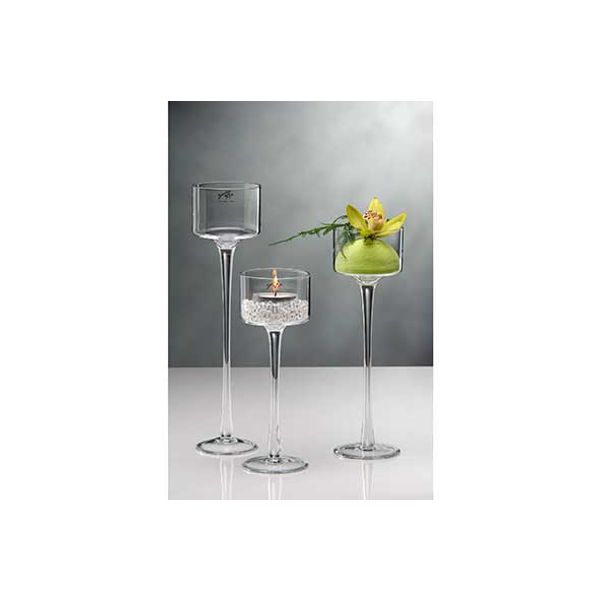 Glas Op Voet Candle Light Transparant 9x9xh25cm Rond Glas 