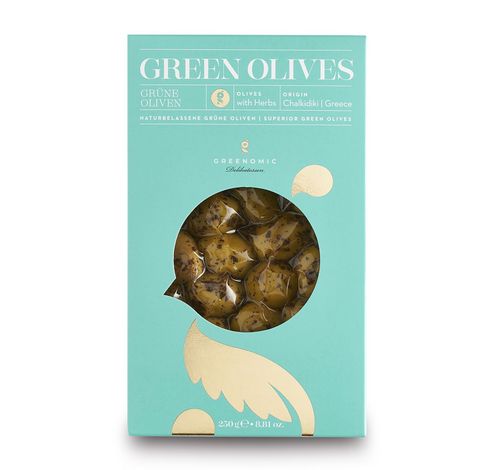 Groene Olijven met pit 250gr  Greenomic