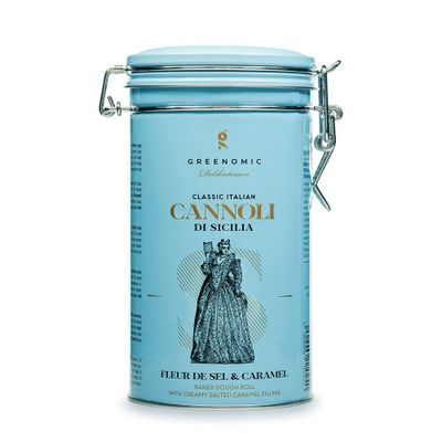 CANNOLI DI SICILIA FLEUR DE SEL & CARAMEL TIN 200g  Greenomic