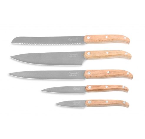 Innovation Line Set De Couteaux 5pcs Oak  Stonewash - Bloc De Couteaux Magnétiqu  Style de Vie