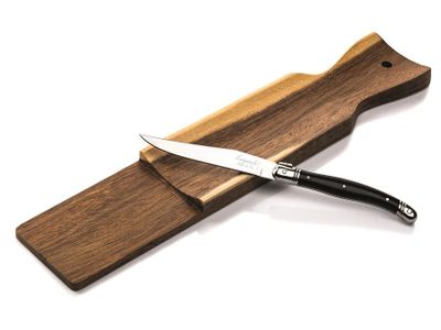 Premium Line Worstenplank Acacia Met Mes  Zwart