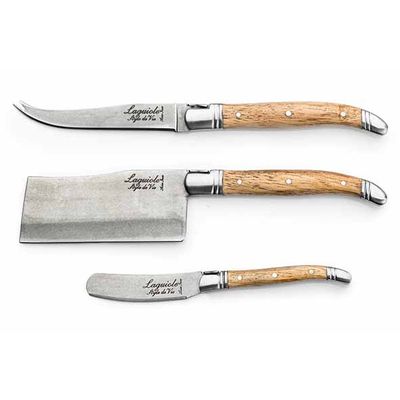 Luxury Line Set De Couteaux Fromage 3pcs  Oak Stonewash  Style de Vie