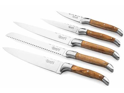 Luxury Line Messenset 5pcs Olijfhout Incl. Magnetisch Messenblok