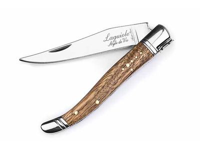 Luxury Line Zakmes Zebrano Hout Incl. Aanzetstaal En Leren Hoes