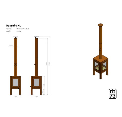 Quaruba XL 1 zijde glas  RB73