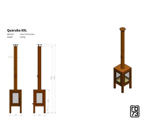 Quaruba XXL 3 zijde glas  RB73