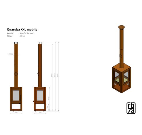 Quaruba XXL mobile 4 zijde glas  RB73