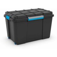 Scuba Box L Zwart 80l Op Wielen Blauw Clips 78x39.5xh36cm 