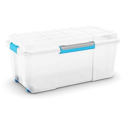 Scuba Box L Blanc 80l Sur Rouleaux Clips Bleu 78x39.5xh35cm  Kis