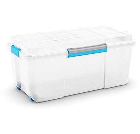 Scuba Box L Blanc 80l Sur Rouleaux Clips Bleu 78x39.5xh35cm  Kis