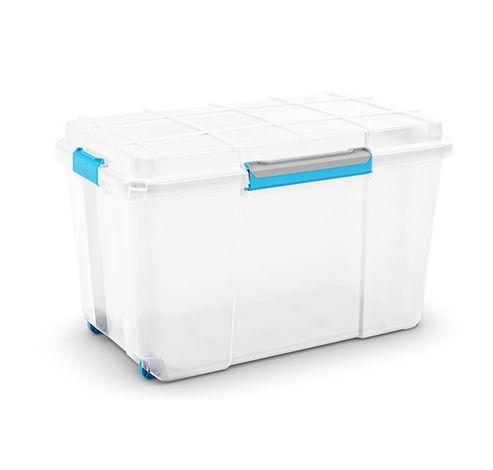 Scuba Box Xl Blanc 110l Sur Rouleaux Clips Bleu 73.5x44.5xh46cm  Kis