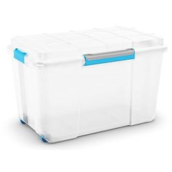 Scuba Box Xl Wit 110l Op Wielen Blauwe Clips 73.5x44.5xh46cm 