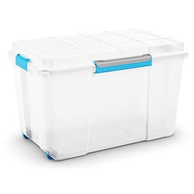 Scuba Box Xl Blanc 110l Sur Rouleaux Clips Bleu 73.5x44.5xh46cm  Kis