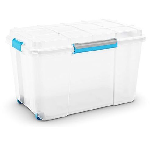 Scuba Box Xl Blanc 110l Sur Rouleaux Clips Bleu 73.5x44.5xh46cm  Kis