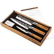 Olive Set De Couteaux 3pcs - Couteau Chef + Couperet + Couteau Menager 