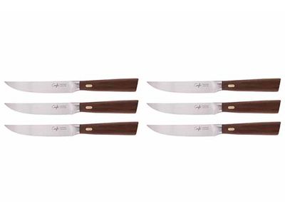 Couteaux & Co Steakmes 12cm Set6 Glad Lemmet - Walnoten Handvat