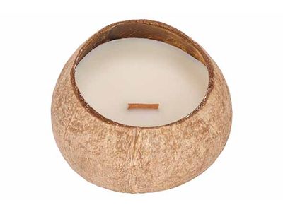 Cocos Kaars Met Houten Wiek D12cm Pompelmoes & Muskus Geur