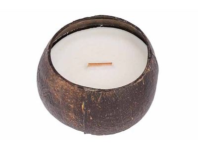 Cocos Kaars Met Houten Wiek D12cm Kokos & Limoen Geur