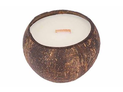 Cocos Kaars Met Houten Wiek D12cm Framboos & Vanille Geur