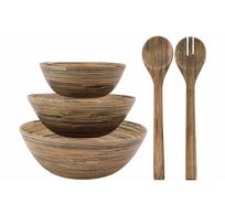 Set 3x Slakom Rond D22-28-33cm Incl.  Slabestek - Bamboe 