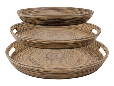 Set 3x Dienblad Rond D30-35-40cm Bamboe
